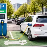 voiture electrique branchee borne recharge stationnement regle parking