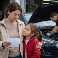 famille devant voiture en panne avec devis garage
