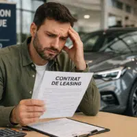 homme inquiet contrat leasing voiture concession