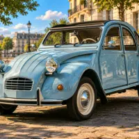 Citadine électrique rétro évoquant la future Citroën 2CV électrique