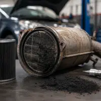 filtre à particules automobile dans un atelier mécanique