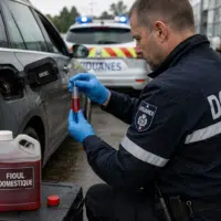 contrôle douanier d’un véhicule roulant au fioul domestique