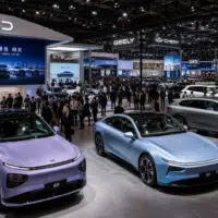 salon automobile de Pékin avec véhicules électriques exposés