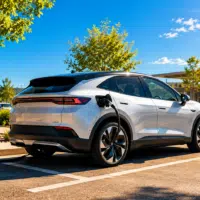 Voiture électrique en recharge sous forte chaleur estivale