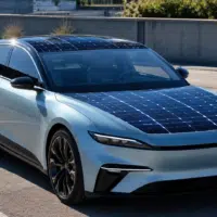Voiture électrique équipée de panneaux solaires photovoltaïques intégrés à la carrosserie