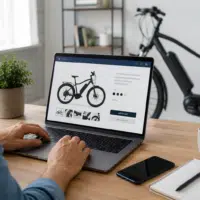 Achat d'un vélo électrique en ligne sur un ordinateur