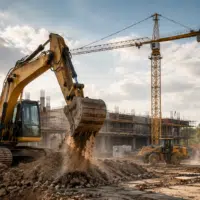 Engin de chantier sur un site BTP, aide GNR pour les petites entreprises