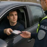 Contrôle des forces de l'ordre vérifiant le permis de conduire