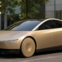 Tesla Cybercab vue de trois-quarts : coupé électrique biplace ultraléger