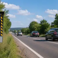 Radar automatique de vitesse en bordure d'une route française